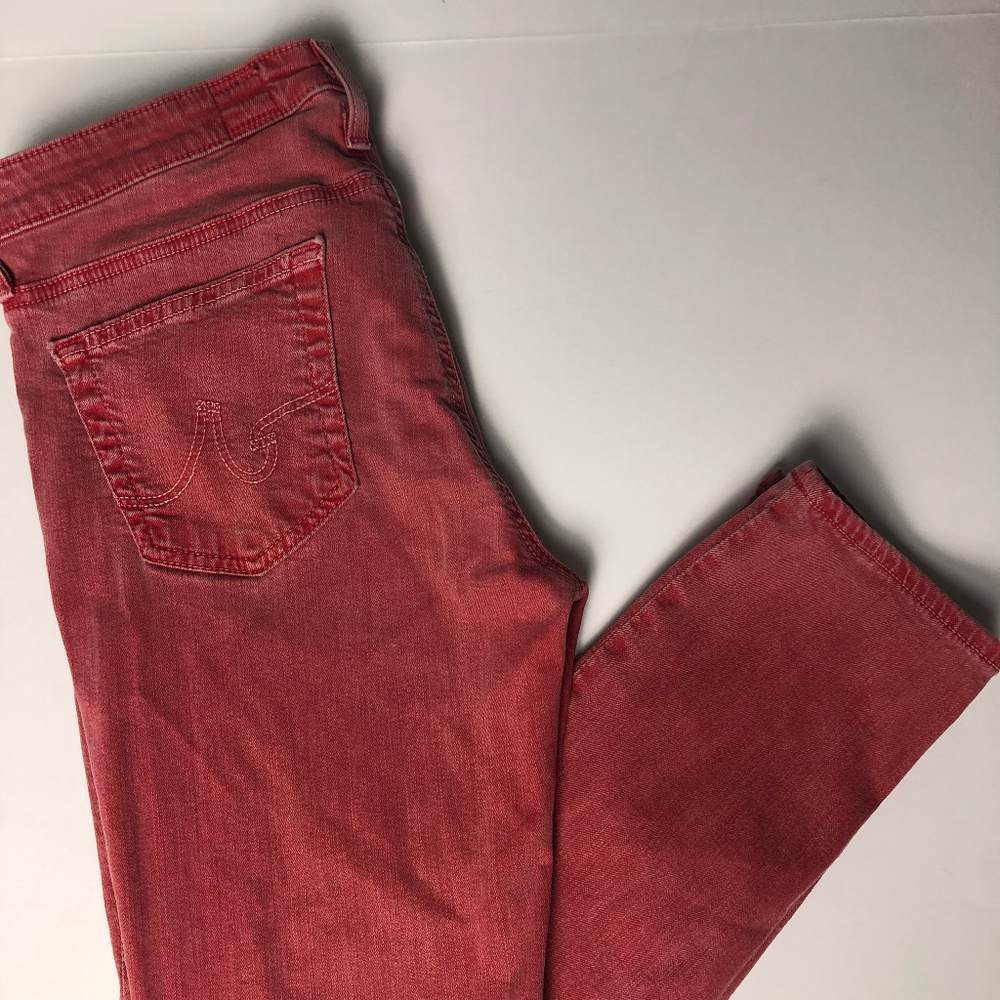 AG Womens Stevie Ankle Slim Jeans 30R Red